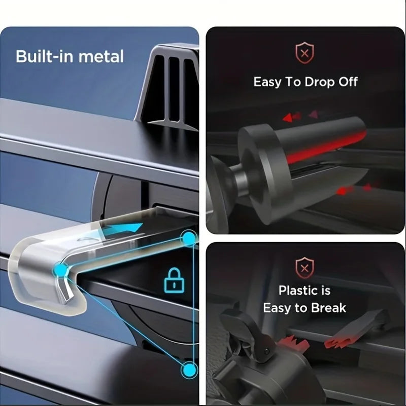 Support téléphone voiture grille d'aération, fixation pince pour smartphone et GPS de 4,7 à 6,7 pouces