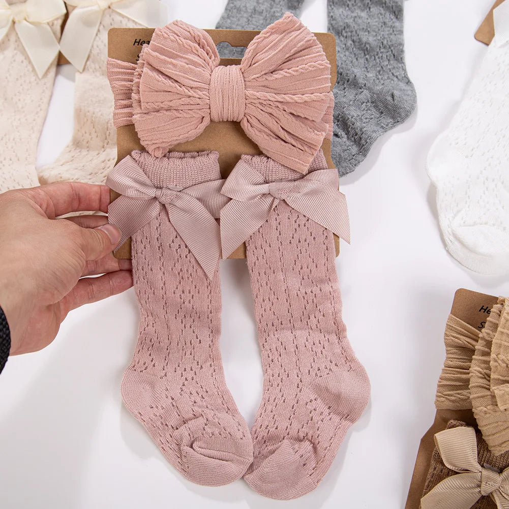 Baby girl set with openwork socks and headband