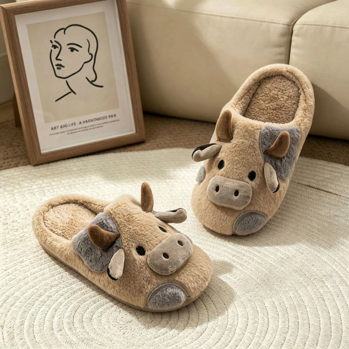Ciabatte da donna con tomaia effetto pelliccia e suola in gomma