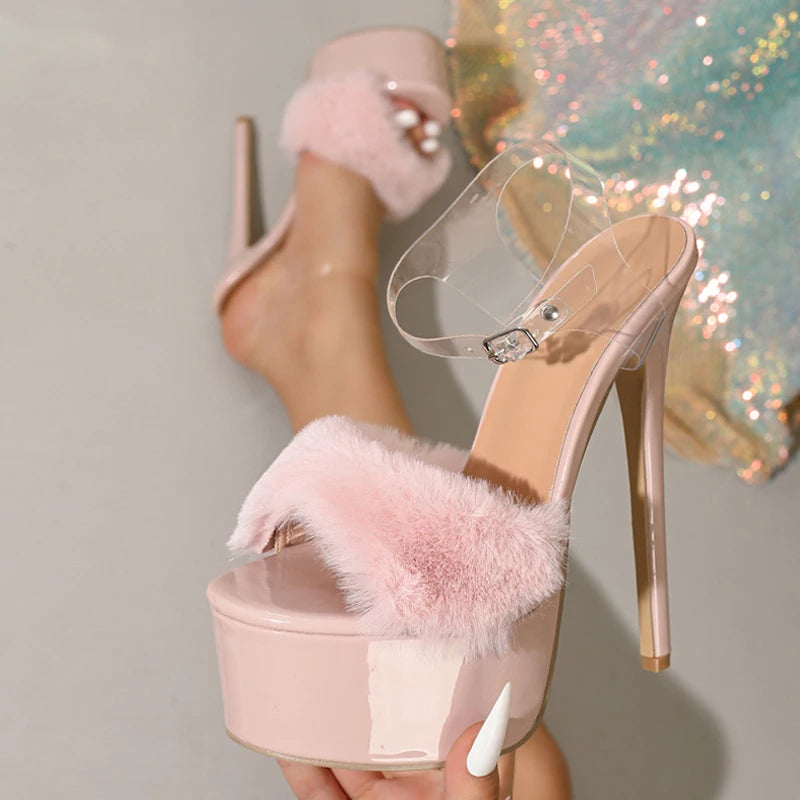 Sandali donna Liyke rosa con fascia soffice e plateau