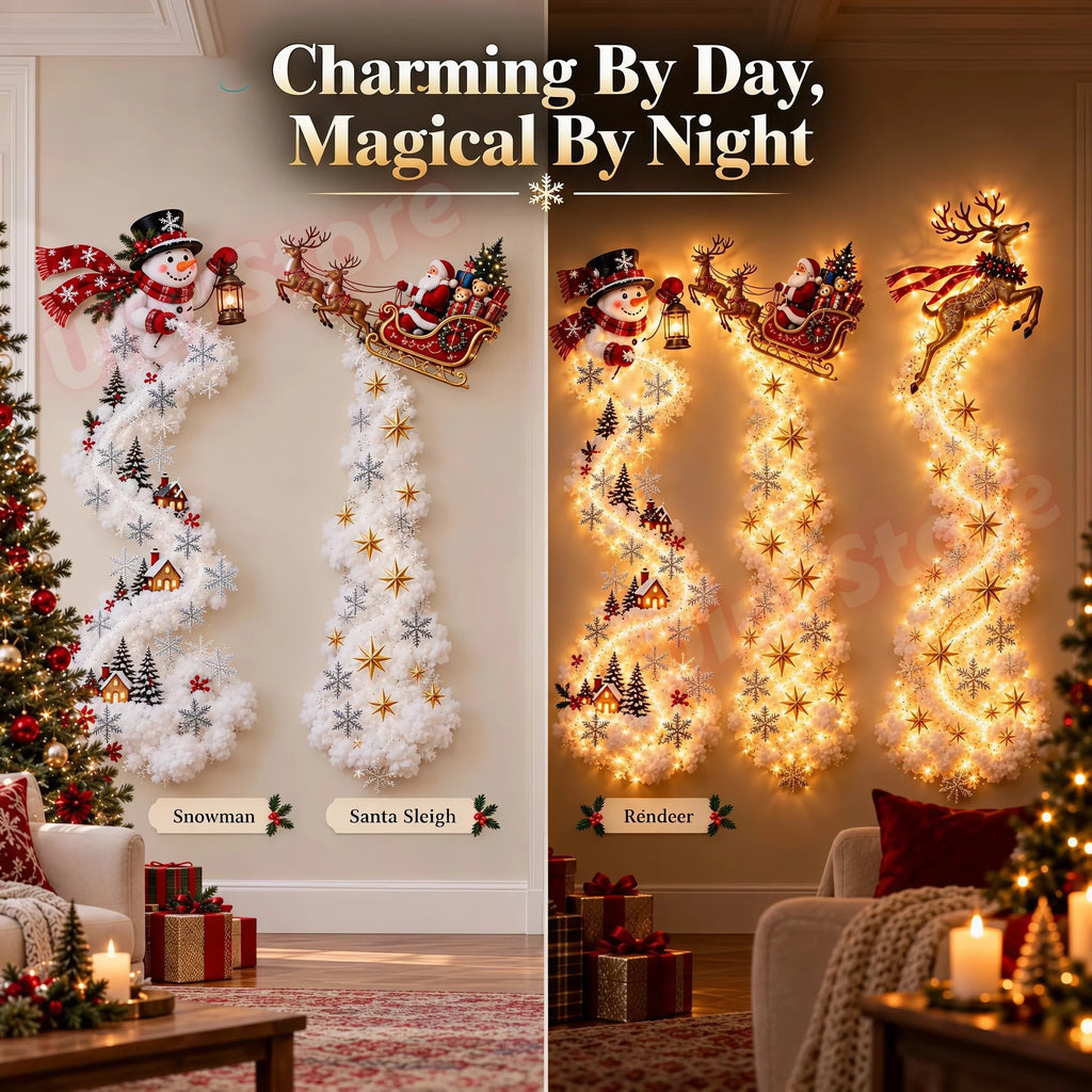 DIY Snowman Magic Trail LED Wall Light Christmas Winter Snow Glowing Ornament Holiday Home Wall Decoration(Requires Assembly)