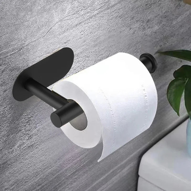 Adhesive Toilet Paper Holder Stainless Steel Tissue Hanger Waterproof Toilet Paper Stand Bathroom Accessories Paper Towels Hold
