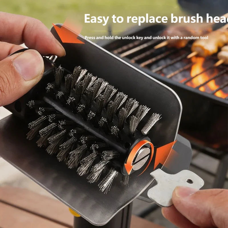 Brosse électrique pour gril, outil manuel de nettoyage de grille de barbecue d’extérieur, en acier inoxydable, pour éliminer la graisse, la rouille et la saleté