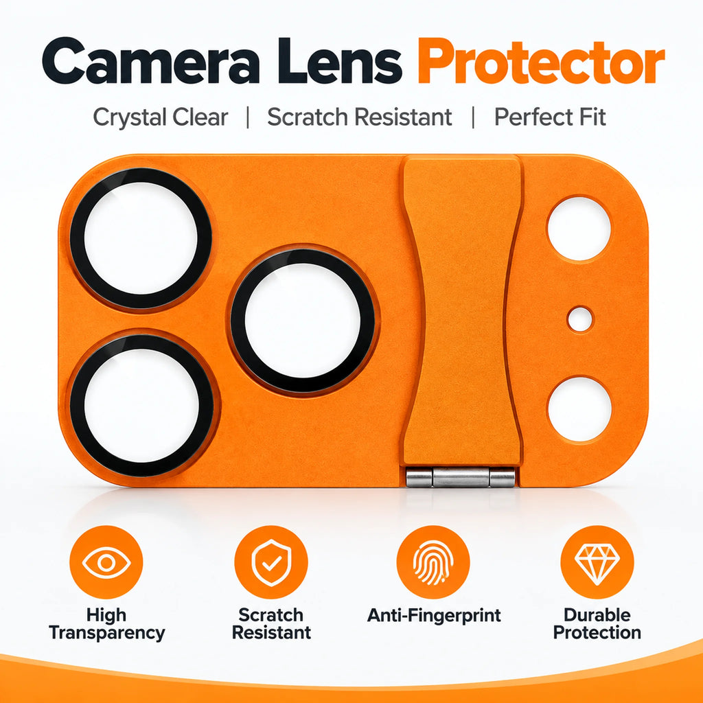 Metal Glass Camera Lens Protector Foldable Stand For iPhone 17 Pro/17 ProMax/18 ProMax/18 Pro,Camera Screen Full Cover Protector