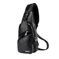 Men’s PU Shoulder Bag with USB Port Detail