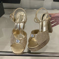 Sandali donna Liyke luminosi con tacco largo e plateau
