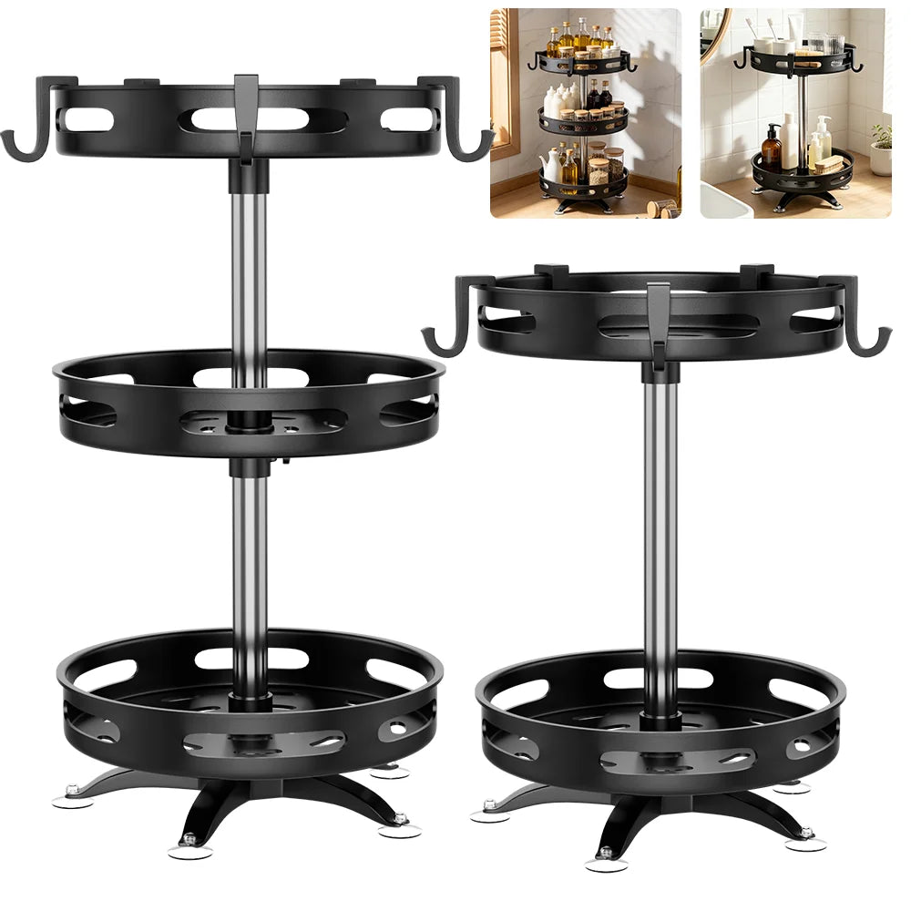Organizador de especias giratorio de 360°, estante redondo de acero al carbono, organizador de cocina giratorio para frascos y botes de especias