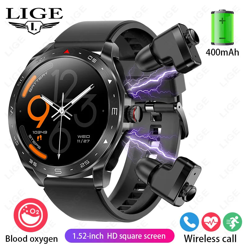 LIGE AMOLED Smartwatch with Bluetooth Earphones