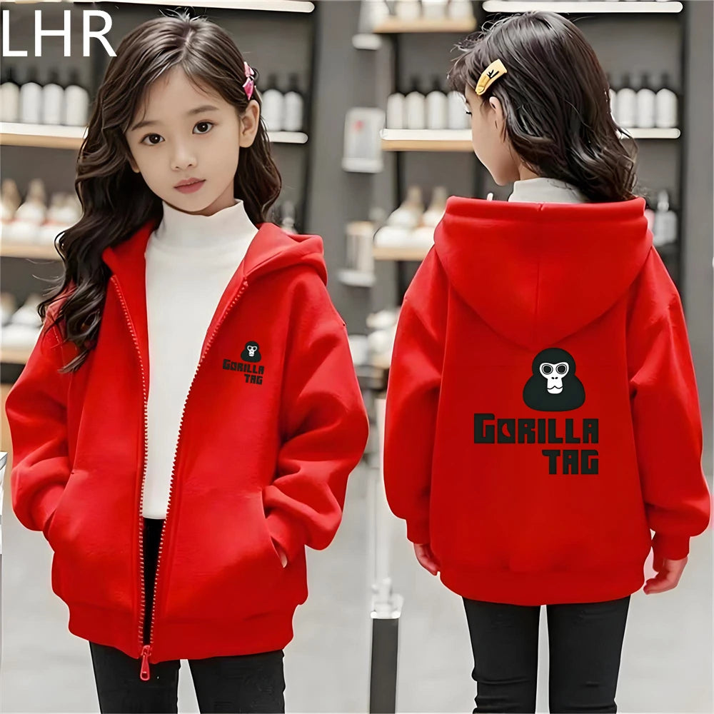 Children’s Zip-Up Gorilla-Print Hoodie