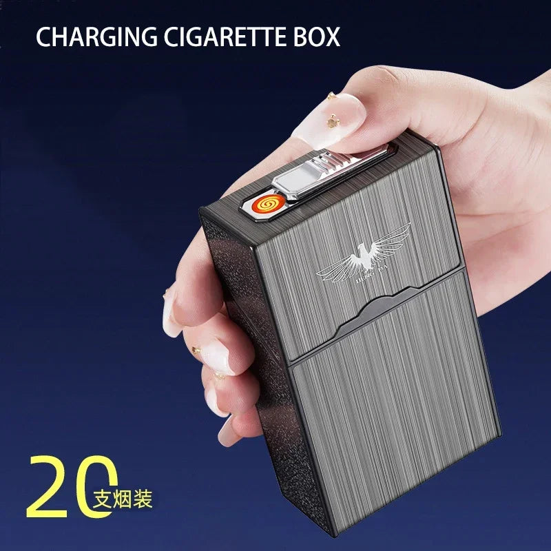 Charging lighter and cigarette box in one, 20 pack thick cigarette box, pressure resistant and moisture-proof gift must be given