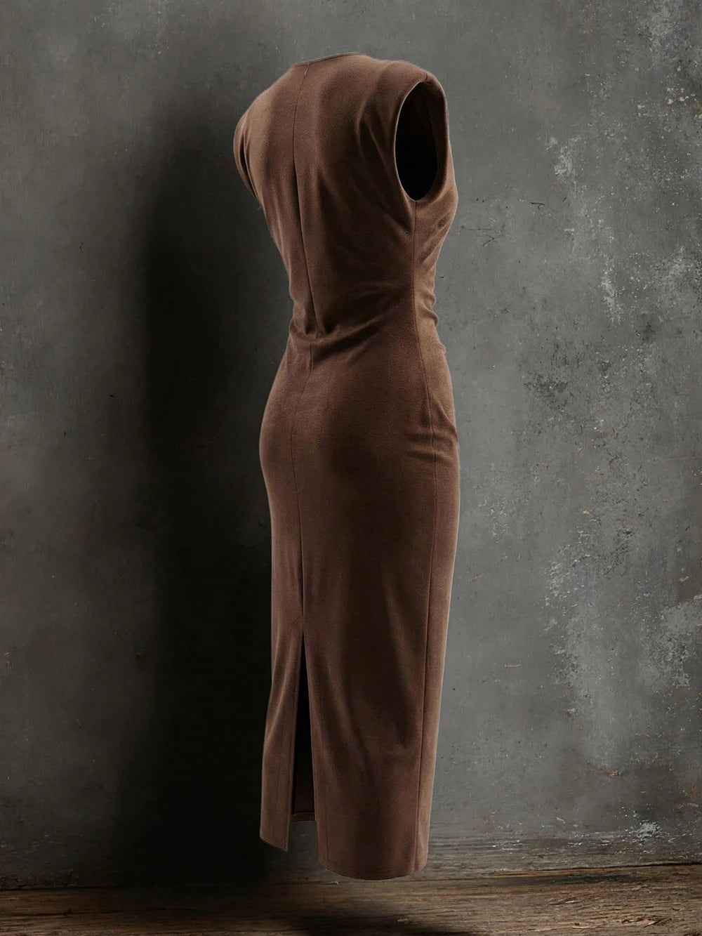 Women's fitted polyester midi dress