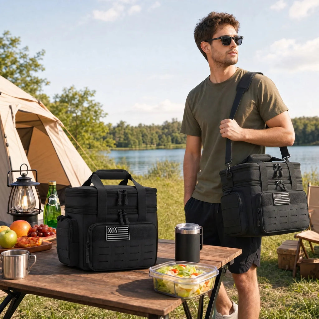 Unisex Tactical Insulated Lunch Bag with Expandable 18L Capacity, Leakproof and Heavy-Duty for Long-Lasting Cold Retention. Great for Daily Office Meal Transport, Work Commutes, Camping Trips, Picnics and All Outdoor Adventur