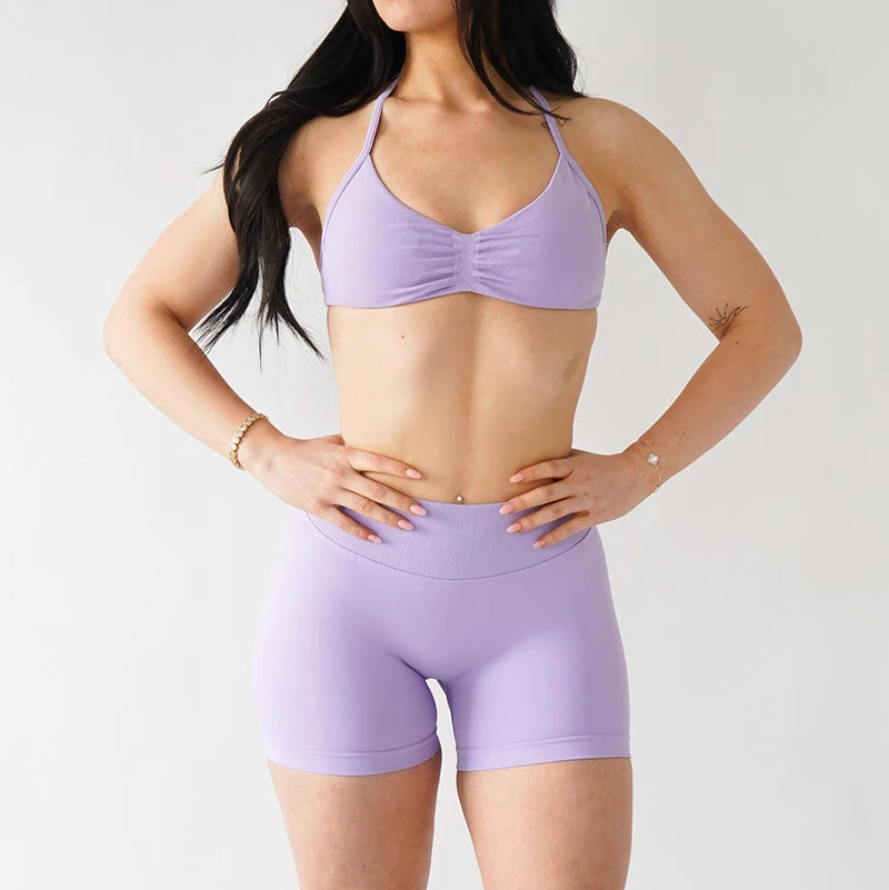Ensemble yoga femme, 2 pièces, haut et short