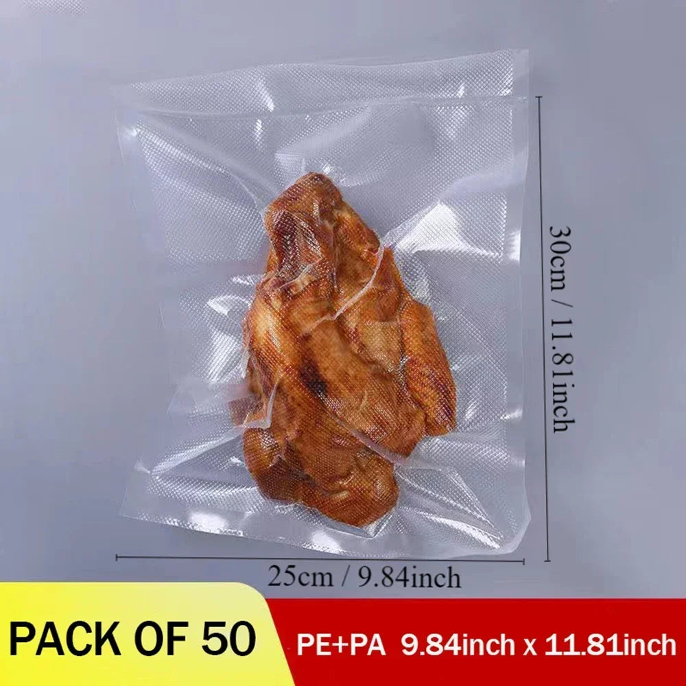 50 Premium Vacuum Sealer Bags, Food Freshness and Storage, Reusable, BPA-Free Vacuum Sealer Storage Bags,Kitchen Organizer