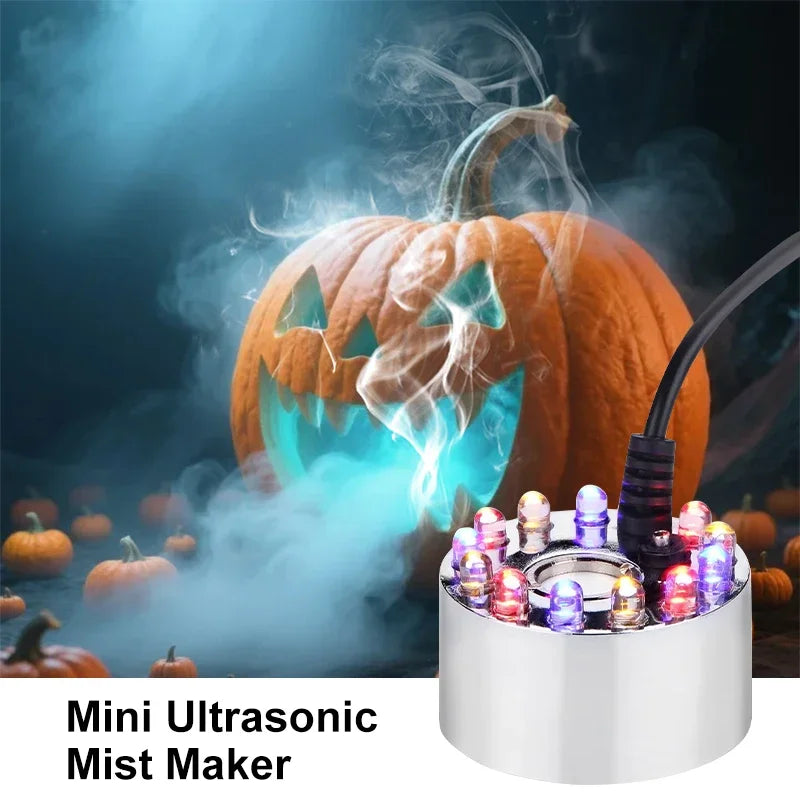 Luz LED mini de calabaza de Halloween con nebulizador, decoración para fiestas navideñas, bonsáis y acuarios, humidificador para fuentes de agua y máquina de niebla