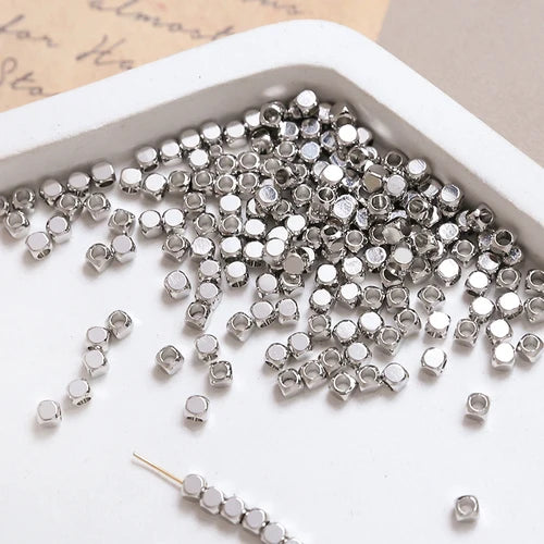 20 Stück  2-4mm  Vergoldete echte quadratische Perlen, geschliffene Perlen  DIY-Schmuck, Halskette, Armband, Abstandshalter, Zubehör, Materialien