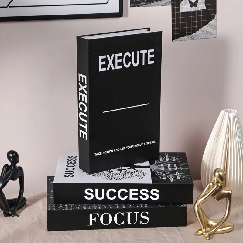 Lot de 3 livres décoratifs inspirants pour bureau, adaptés à la décoration du bureau à domicile, de la pièce, faux livres, décoration d'intérieur