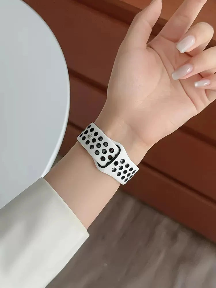 Sport Strap for Apple Watch ultra 4 3 2 49mm 38/40/41/42/44/45/46mm Breathable Silicone band for iWatch Series 12 11 10 9 8 7 SE
