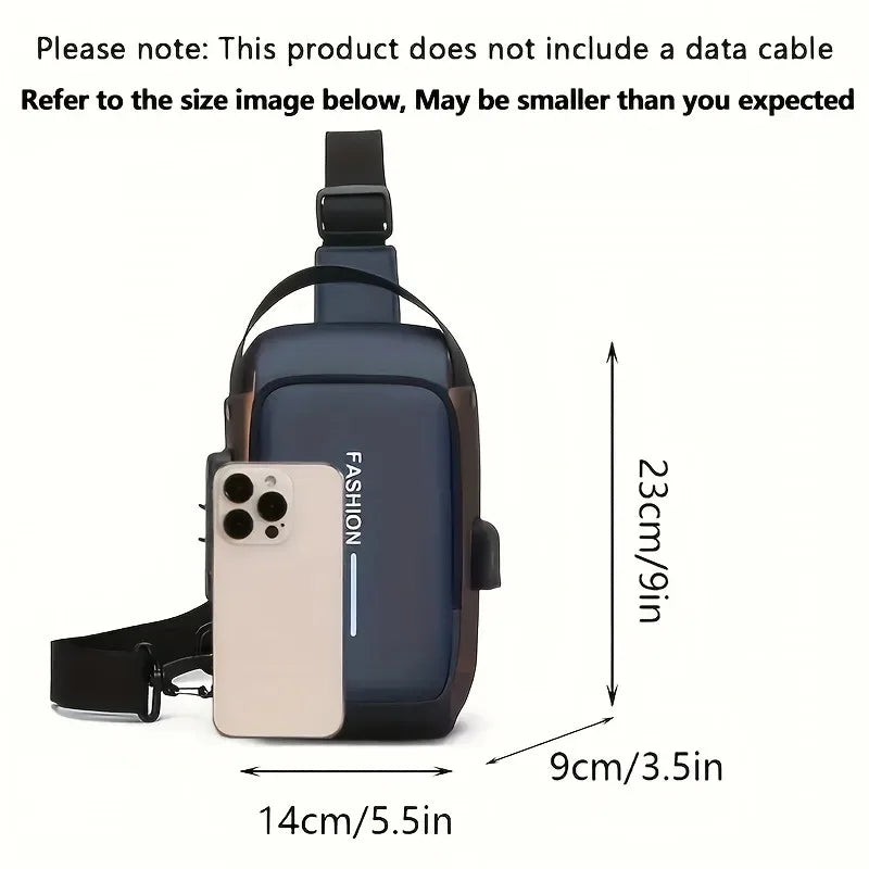 Oxford-Style Men’s Sling Bag with Phone Pocket