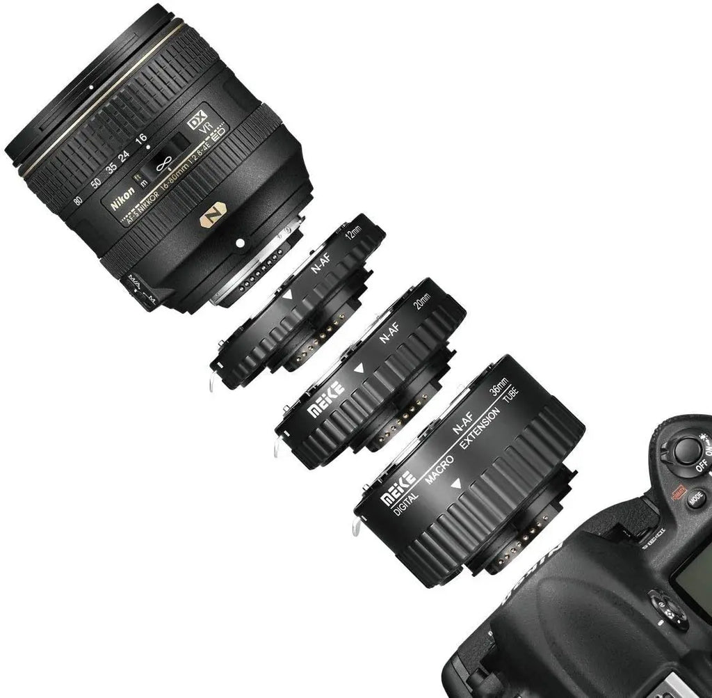 Meike N-AF-B Auto Focus Macro Extension Tube Set 12 20 36mm Adapter Ring for Nikon D3100 D5000 All DSLR AF AF-S DX Camera Lenses