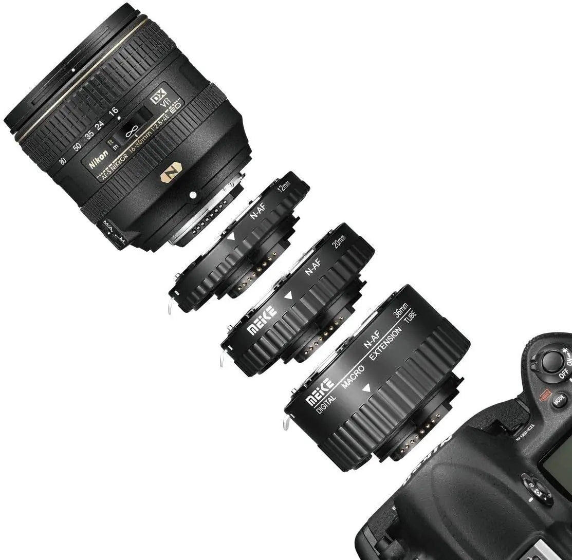 Meike N-AF-B Auto Focus Macro Extension Tube Set 12 20 36mm Adapter Ring for Nikon D3100 D5000 All DSLR AF AF-S DX Camera Lenses