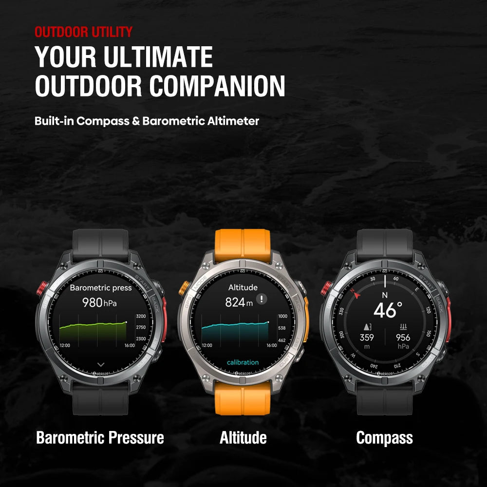 NEW 2025 Zeblaze Stratos 4 GPS Smartwatch 1.43" AMOLED Screen Compass Barometric Altimeter Flashlight Voice Calling Smart Watch
