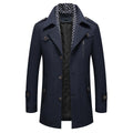 New Winter Men Business Casual Scarf Woollen Overcoats Cashmere Long Jackets Male Trench Coats Quality Male Thicker Wool Blends