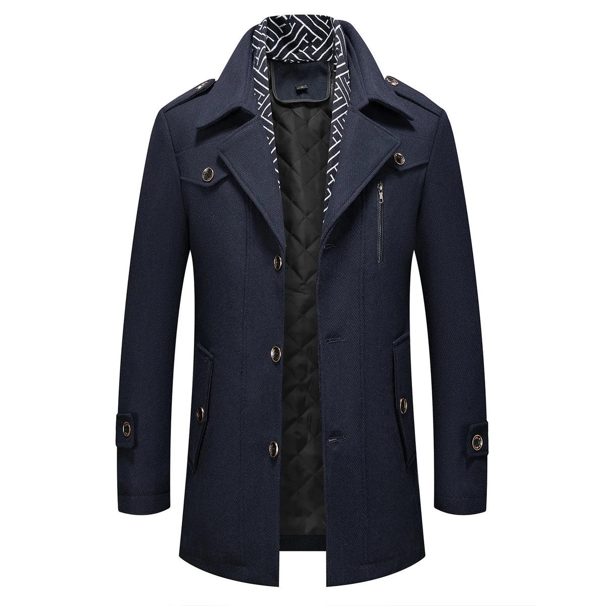 New Winter Men Business Casual Scarf Woollen Overcoats Cashmere Long Jackets Male Trench Coats Quality Male Thicker Wool Blends