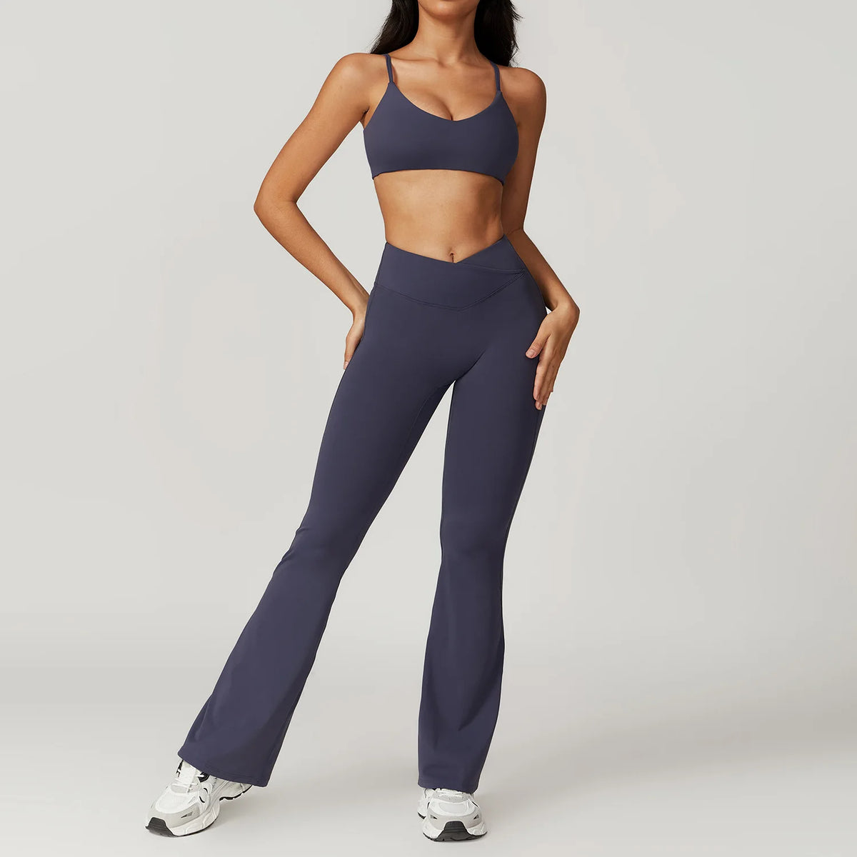 Completo yoga donna con crop top e leggings