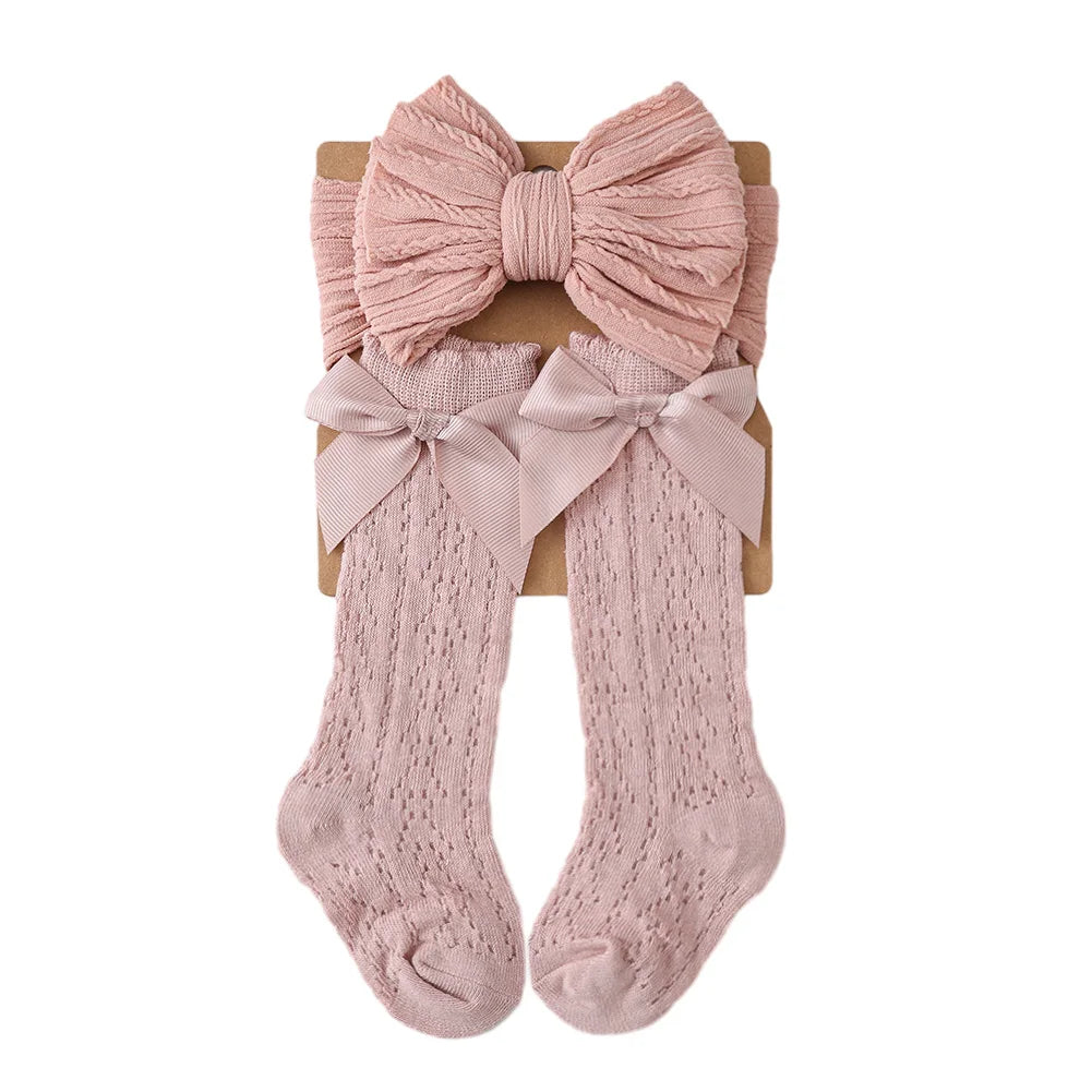 Baby girl set with openwork socks and headband