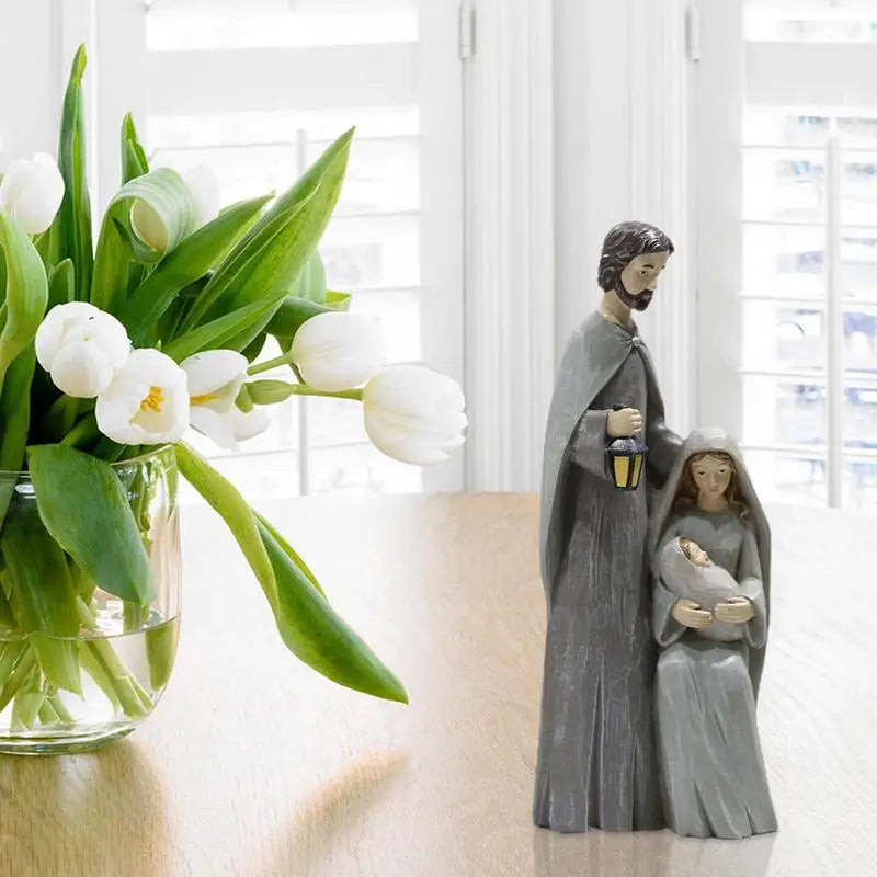 Christmas Holy Family FigurinesPiece Nativity Scene Figurine Wooden Christmas Religious Art Decor Statue Suitable For Home