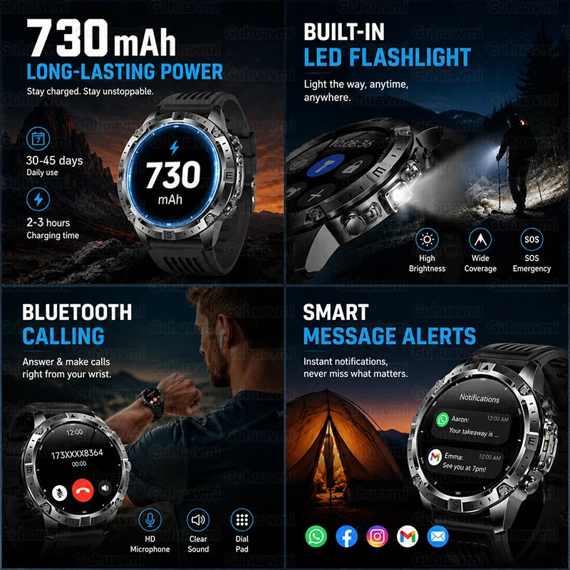 GPS Outdoor Smartwatch with Compass and Offline Map Feature