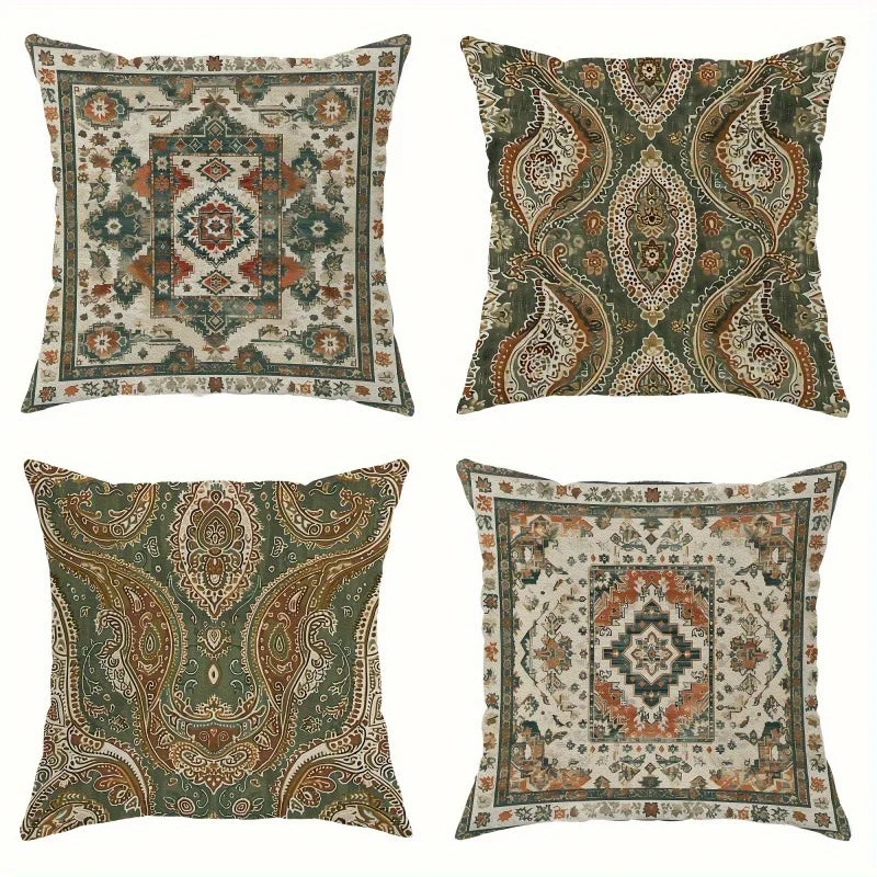 Large Set of 4 Boho Moroccan Throw Pillow Covers Cushion Decor for Living Room Bedroom Ethnic Geometric Home Accessories