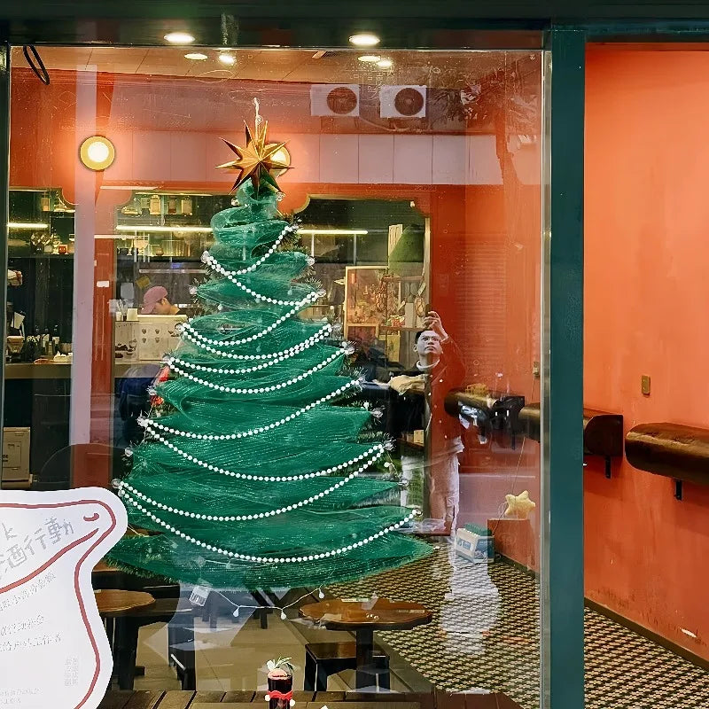 Weihnachtsdekoration DIY Glas Zuhause Weihnachtsbaum Schaufenster bodentiefes Fenster Atmosphäre Zuhause Hochzeit Szenengestaltung
