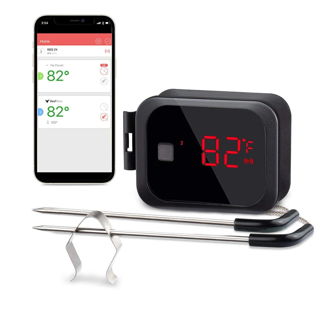 Termómetro digital remoto para barbacoa INKBIRD con 2 sondas, termómetro inteligente Bluetooth inalámbrico para carnes, parrilla y horno