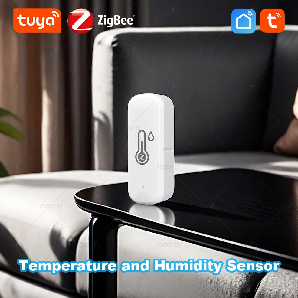 Sensor de temperatura y humedad Tuya Zigbee Termómetro e higrómetro inteligente para interiores Monitorización por App compatible con Smart Life Zigbee2mqtt
