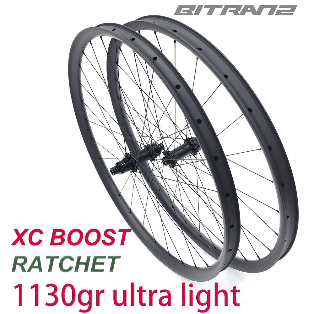 29er Light Bicycle XC Boost Carbon-Laufräder 23mm Asymmetrie Disc 28/30/32/34/36mm Goldix M160SL Ratchet MTB-Bike Tubeless-Laufradsatz