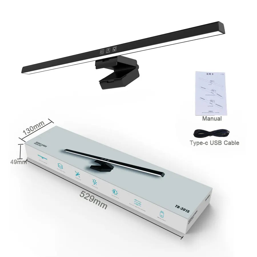Barra de luz para monitor de computadora de 50 cm, lámpara colgante de pantalla con regulación continua, lámpara de escritorio USB para estudio, lectura y monitor