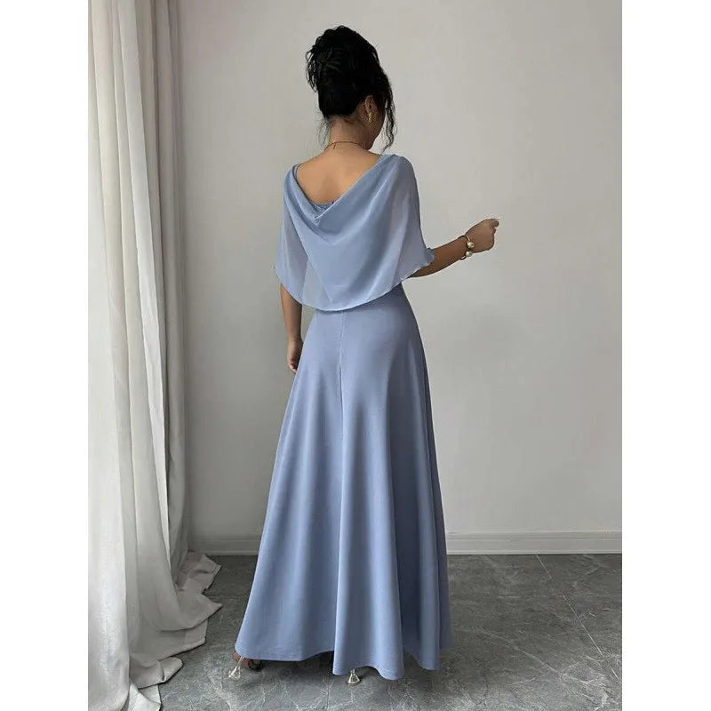 Abito midi svasato da donna senza maniche, scollo quadrato