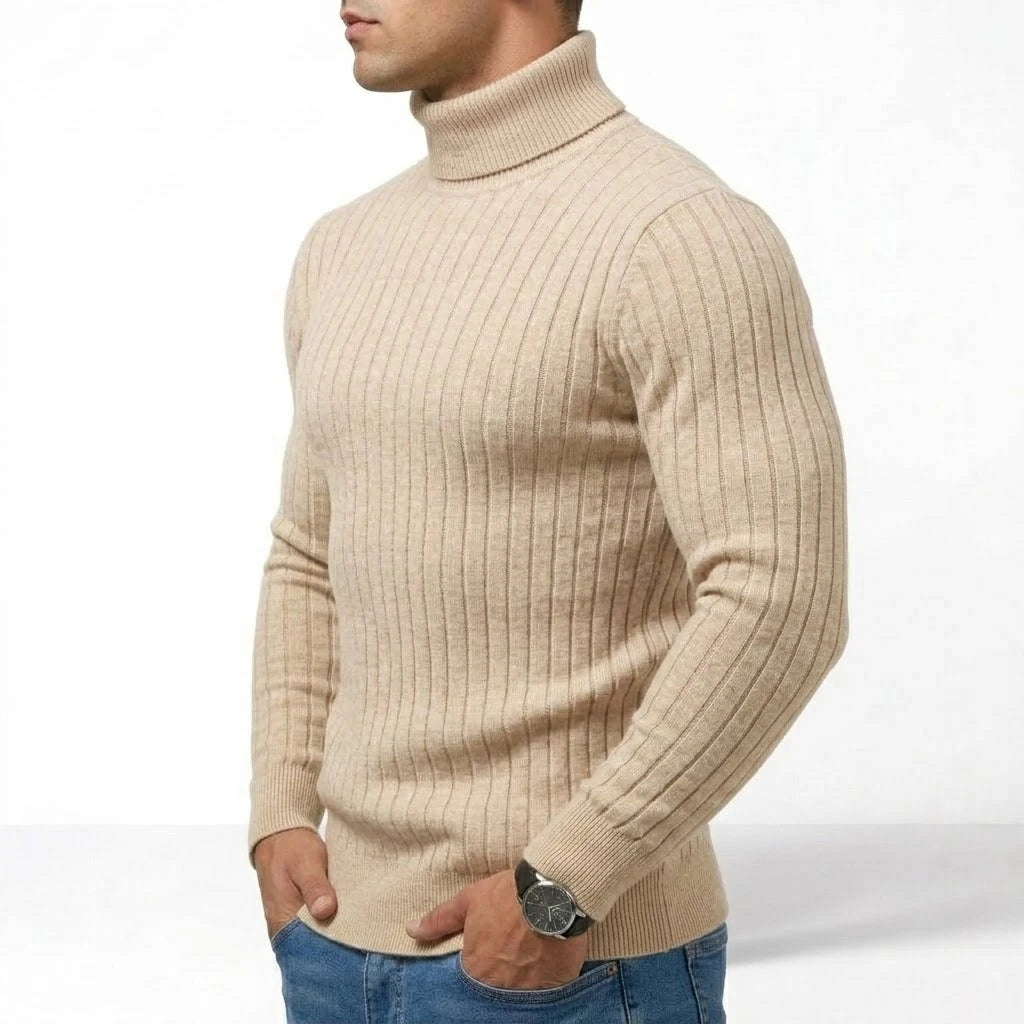 Maglione uomo a collo alto a righe