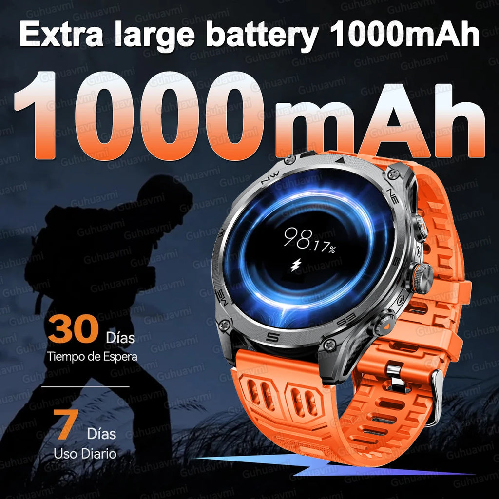 New For Android iOS GPS Smart Watch Men 1000mAh Battery 170+Sport Modes IP69K Waterproof Compass Military Grade Smartwatches2026