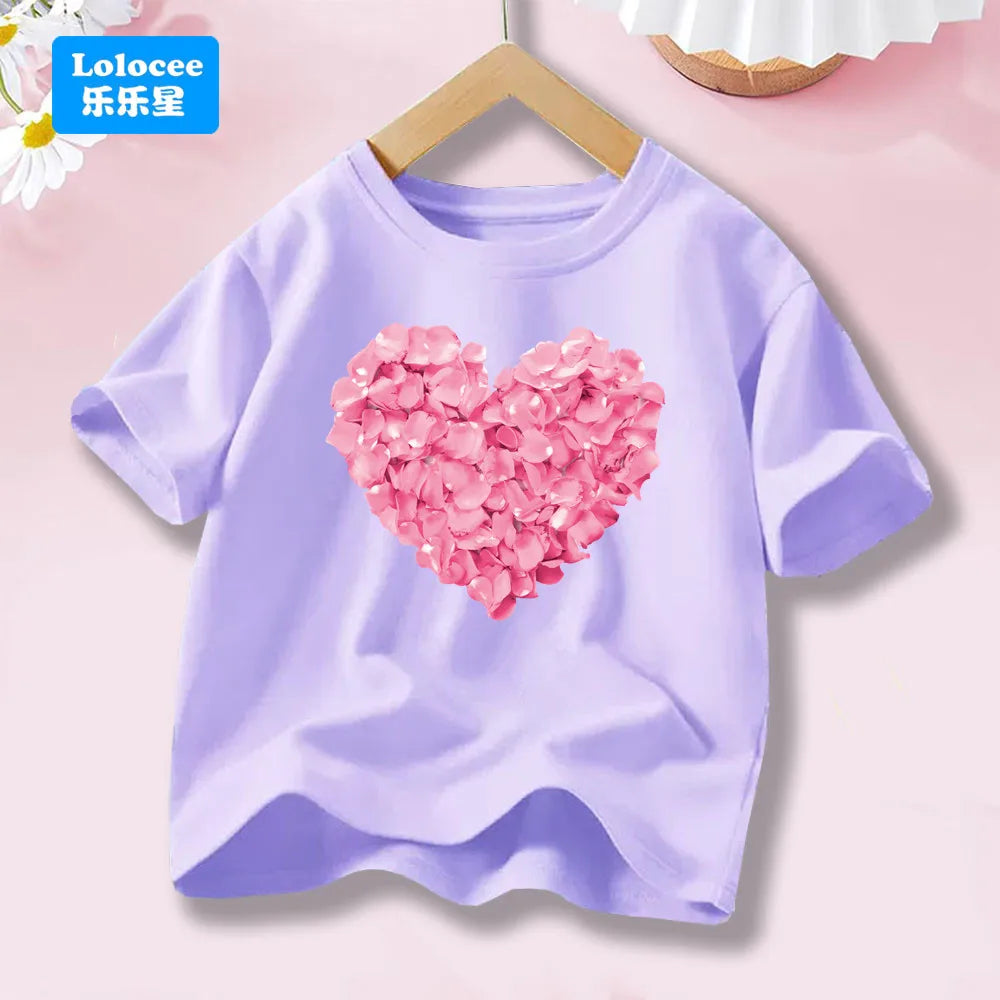 Girls’ Cat-Print Short-Sleeve T-Shirt