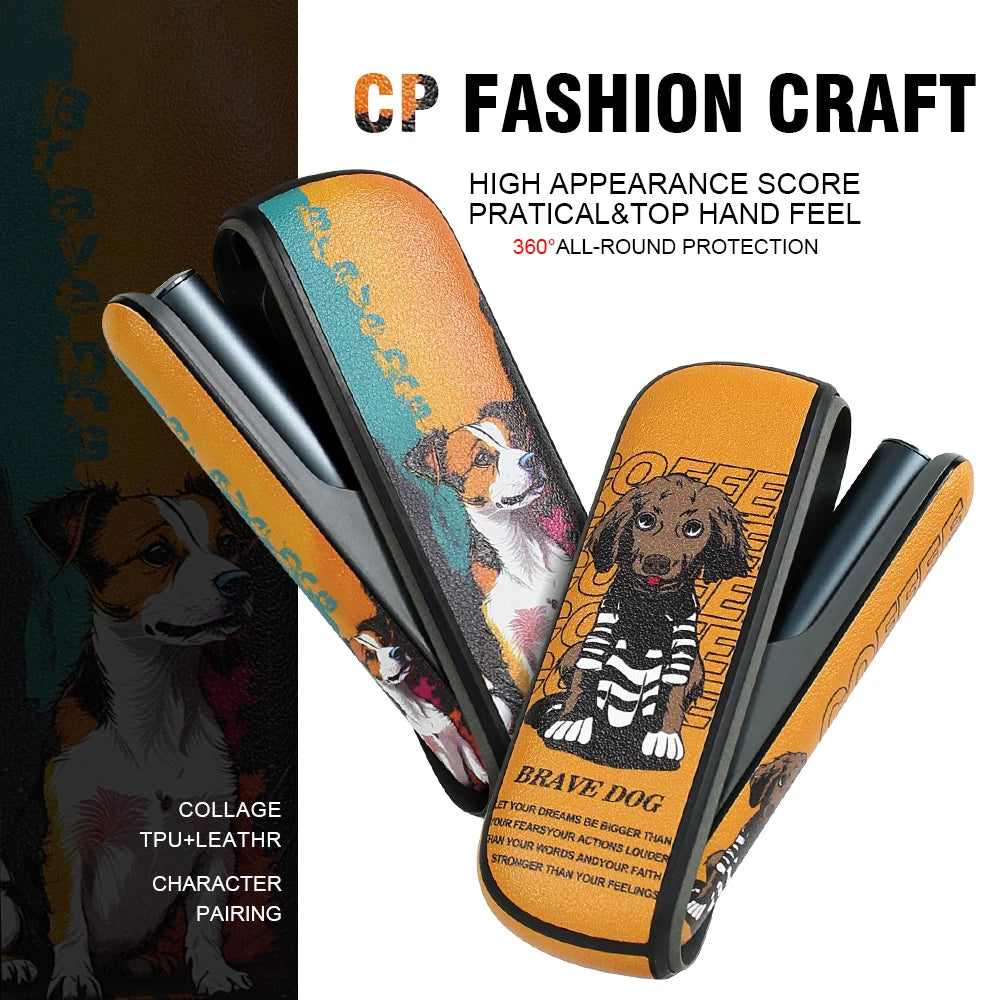 Funda protectora de piel sintética para ILUMA, portátil y resistente a los golpes, el accesorio para cigarrillos electrónicos con estampado de perro.