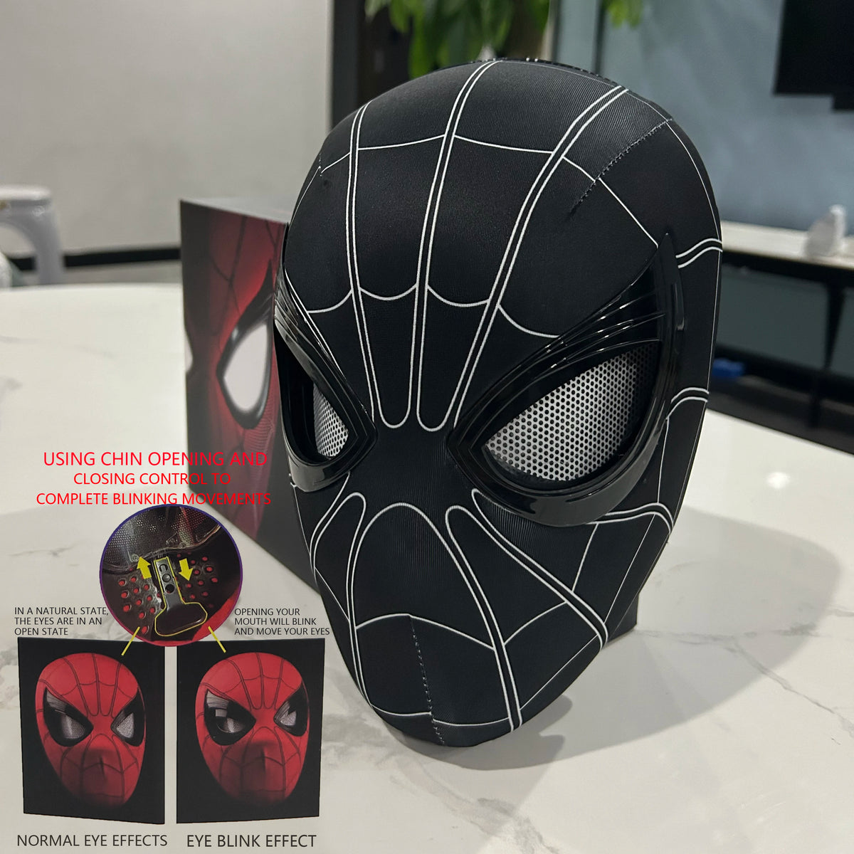 1:1 tragbarer Cosplay-Vollkopf-Haarreif mit beweglichen Augen, elastisches Requisitenspielzeug, Halloween-Party-Kostümgeschenk für erwachsene Hobby-Sammler