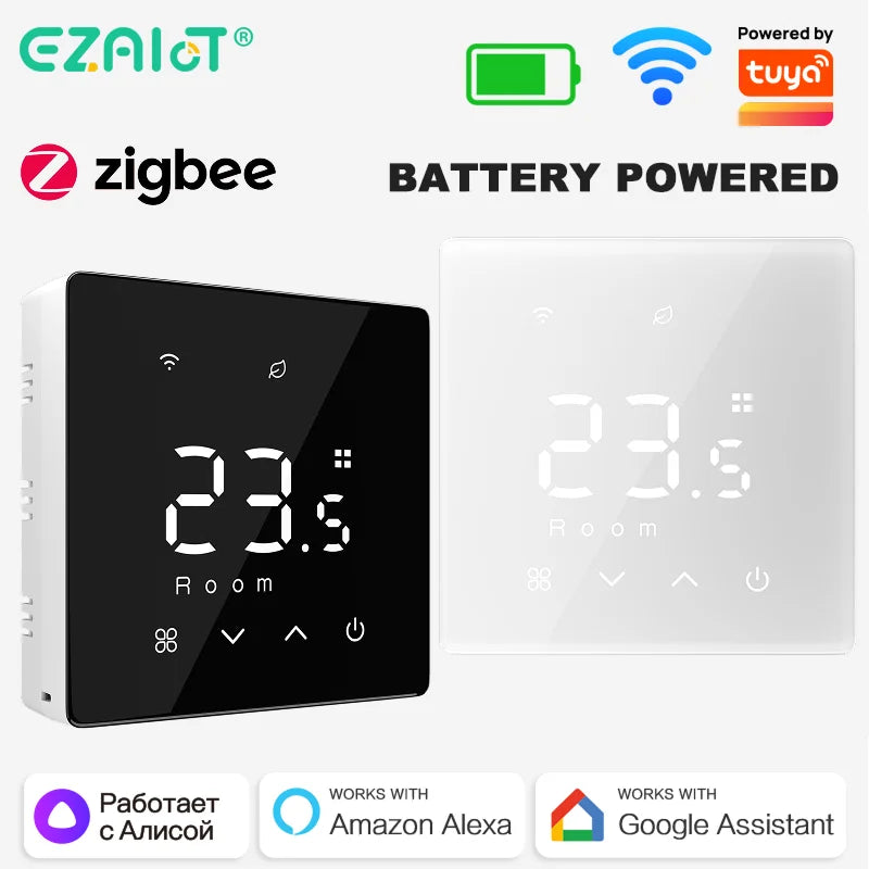 Smart WiFi Thermostat Zigbee Tuya Water Gas Boiler Power Battery Powered Wireless Temperature Controller Alexa Google Home Alice