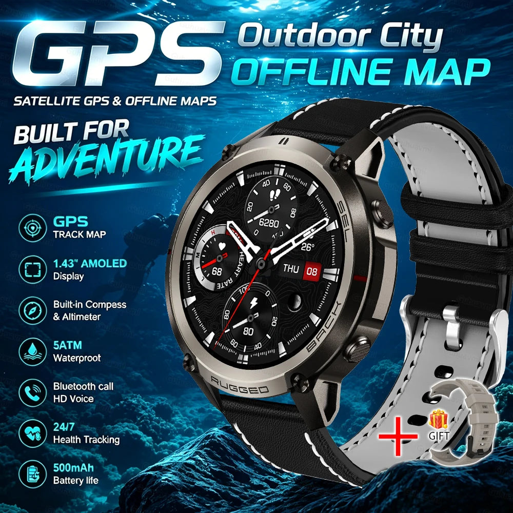 GPS Watch Professional Sport Smart Watch with Offline Map health Control Waterproof GPS Six-star positioning Tracking SmartWatch