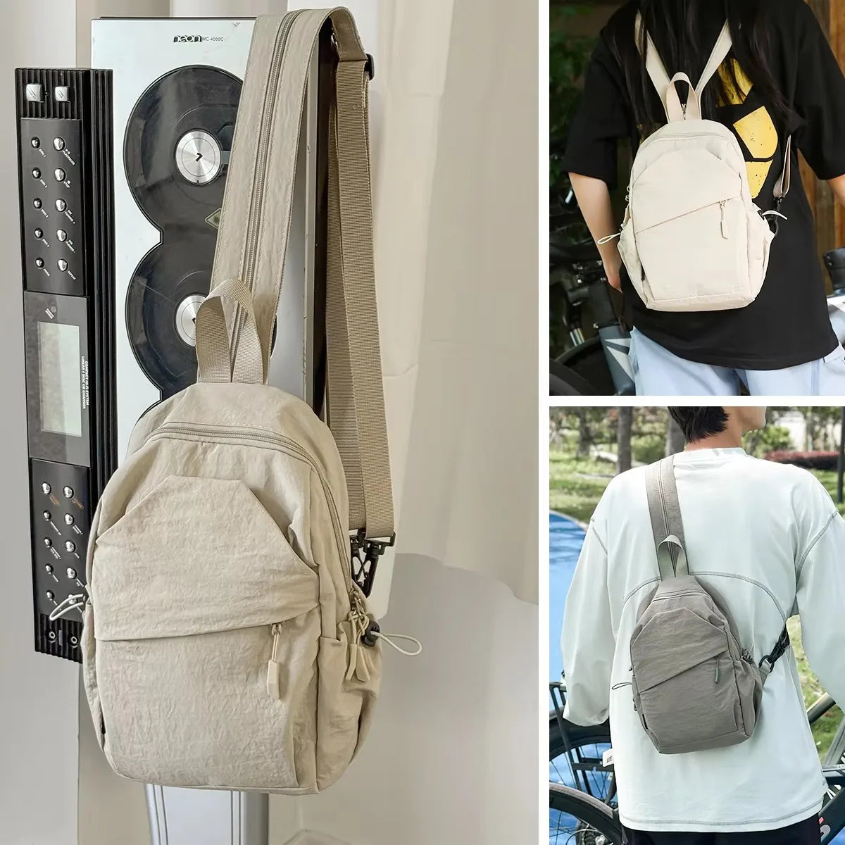 Crossbody Bag Men's Single Shoulder Small Backpack Chest Bag Women's Cycling Sports Mountain Climbing Boys Tablet Lightweight Mo