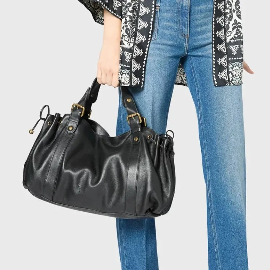 Fashion Large Capacity Ruched Tote Bag Designer Drawsting Women Handbags Luxury Soft Pu Commuter Bags 2026 Trend City Bag