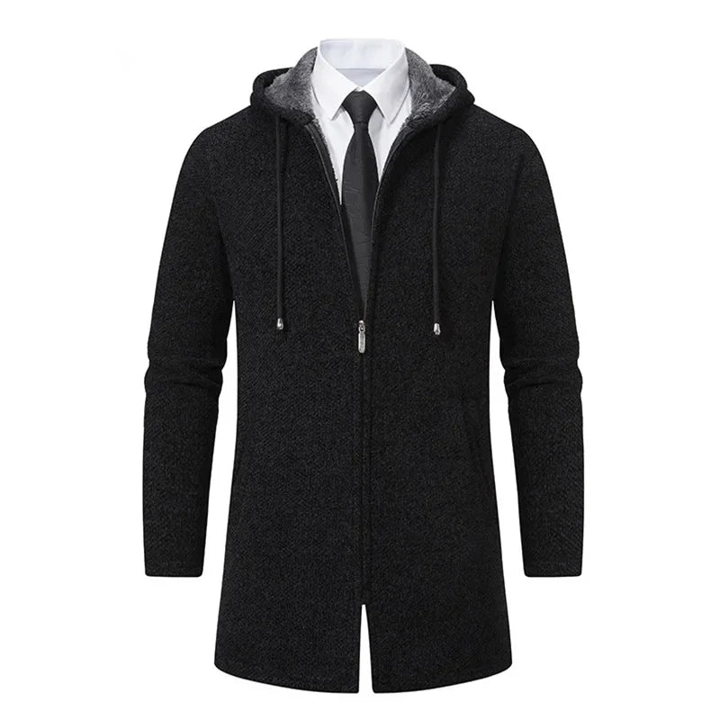 Men's Knitted Hooded Cardigan Casual Fleece Coat Slim Fit  Autumn and Winter New Jacket Coat Men's Sweater Zipper Warmth Outwear