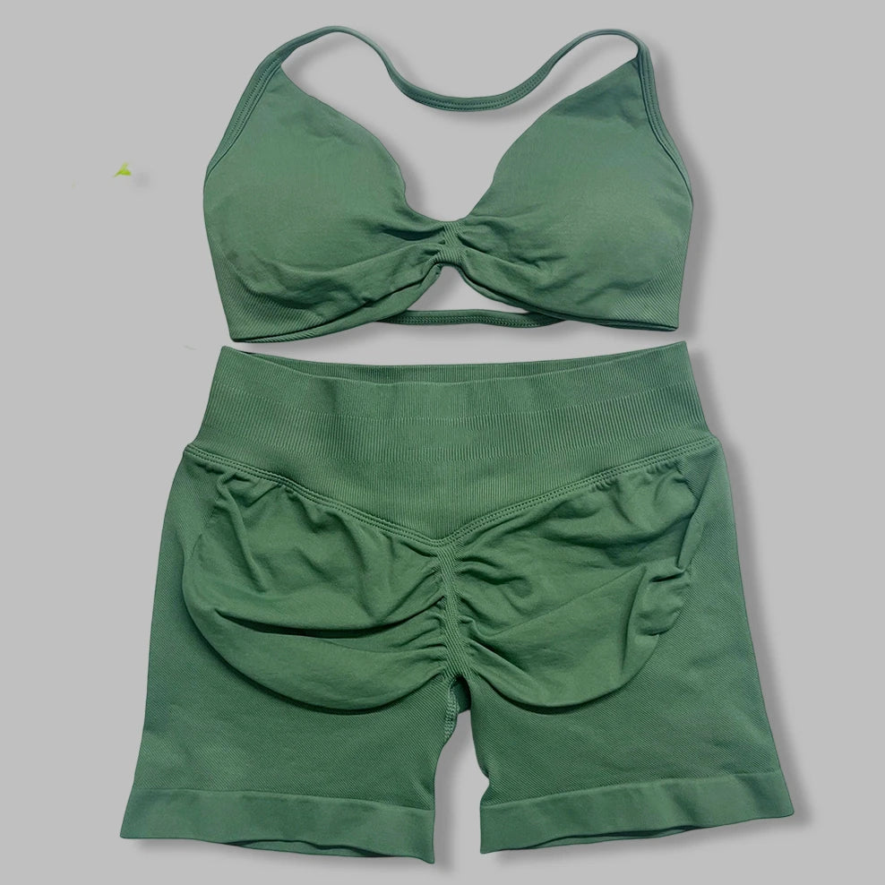 Ensemble yoga femme, 2 pièces, haut et short